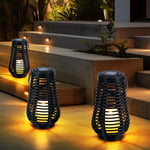 Lampe Solaire Éclairage D'Extérieur Lanterne LED Lampe Effet Feu Jardin 3er Set