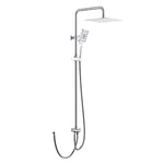 Rainsworth Colonne de Douche sans Mitigeur, Douche Set avec inverseur, Acier inoxydable tête de douche 25 * 25 cm, pommeau de douche de 3 Jets, Douche à Pluie Réglable en Hauteur, Chromé