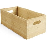 KD Essentials – Boîte de rangement en bambou, empilable – grande (boîtes en bambou pratiques et élégantes pour le bureau, le salon et la cuisine, en bois certifié durable, couleur naturelle)