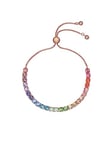 Ted Baker Melrah Crystal Adjustable Tennis Bracelet For Women (Rose Gold/Rainbow Crystal)