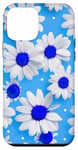 iPhone 12 mini Blue & White Daisy Polka Dots Floral Polka Dot Daisy Flowers Case