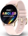 Montre Connectée Femmes,1.39"" Amoled, 14 Modes De Sport,Tracker D'activité Avec Cardiofrequencemetre Moniteur Sommeil Podometre Calorie Chronometre 3atm Pour Xiaomi,Samsung,Iphone-Or