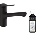 Hansgrohe - Robinet de cuisine avec douchette Zesis M33 150 2 jets noir mat + nettoyant Briochin