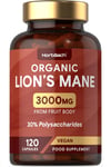 Organic Lions Mane Supplement 3000mg High Strength Organic 120 Vegan Capsules