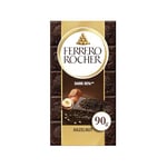 Ferrero Rocher Dark Chocolate and Hazelnut Bar, Chocolate Bars, 55 Percent Dark Chocolate with Crunchy Whole Hazelnut and Cocoa Filling, (90g)