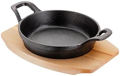 Judge JST50 Sizzle & Serve Gratin Dish, Cast Iron Skillet with Wooden Serving Stand, Induction Ready 15cm - 5 Year Guarantee