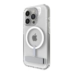 ZAGG Crystal Palace Snap KS Graphene-Reinforced Case with Kickstand for iPhone 15 Pro [6.1-Inch], MagSafe Compatible, Anti-Yellowing, Shockproof Phone Back Cover (Transparent)