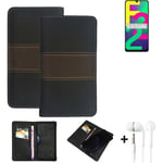 Phone Case + earphones for Samsung Galaxy F22 Wallet Cover Bookstyle protective