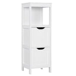 Yaheetech Meuble Rangement Salle de Bain Colonne Salle de Bain Armoire Toilette Meuble WC avec 2 Tiroirs et 1 Etage 30 x 30 x 89 cm Blanc