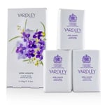 YARDLEY London APRIL VIOLETS SOAP  Set 3 x 100g Boxed