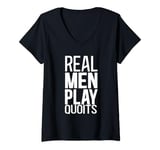 Womens Real Men Play Quoits Outdoor Quoits Traditional Game V-Neck T-Shirt