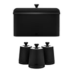 🎄💫 Tower Sera Bread Bin & Canisters with Black Trim Kitchen Set (Black)