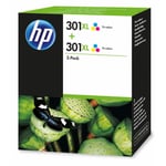 2x Original HP 301XL Colour Ink Cartridges For DeskJet 3050 Inkjet Printer