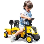 GOPLUS Tracteur Porteur Bebe Caterpillar, avec Remorque Amovible, Klaxon et Sons de Moteur, Lumières LED, Râteau et Pelle, Cadeau Camion Enfant pour Tout-Petits 1,5-3 Ans,Charge 25KG