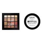 NYX Professional Makeup Palettes de Fards à Paupières Ultimate Shadow Palette, 16 Couleurs & Poudre de Finition Compacte Perfectrice de Teint High Definition, Finit Mat, Teinte : Translucide