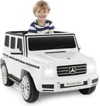 Voiture Électrique Enfants Mercedes Benz G500 12V Charge 30kg Télécommande Effets Sonores Lumineux Blanc