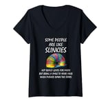 Womens Sarcastic Some People Are Like Slinkies Funny Humor Quote V-Neck T-Shirt