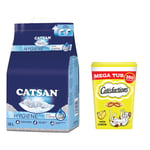 18 l Catsan kattesand + 2 x 350 g Dreamies snacks til spesialpris! - Hygienestrø kattesand + Kattensnacks Ost