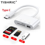 TISHRIC USB TF Lecteur de carte SD Micro USB/Type C Adaptateur USB-C Adaptateur de carte mémoire pour Macbook Samsung Huawei XiaoMi Téléphone Ordinateur Portable - Type White TYPE-C