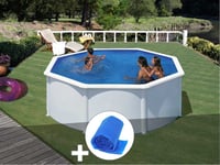 Kit piscine acier blanc Gré Fidji ronde 3,20 x 1,22 m + Bâche à bulles