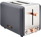 Tower T20036RGG 2 Slice Toaster Cavaletto Defrost/Reheat 850W Grey & Rose Gold