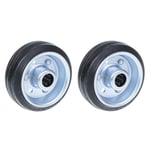 80mm 3" black rubber wheels with pressed steel centre 70kg - Set of 2