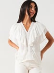 V by Very Angel Sleeve Ladder Detail Blouse - White, White, Size 16, Women