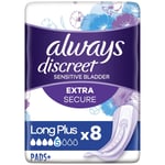 Always Discreet Sensitive Bladder Incontinence Pads Long Plus Pad Thin Pack of 8