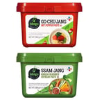 CJ Korean Hot Pepper Chilli Paste Bundle - Gochujang & Ssamjang 500g (Pack of 2)