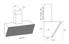 Airforce V1 80cm Angled Wall Mounted Touch Control with Integra Built in Cooker Hood-White Glass Finishj