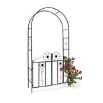 Relaxdays 10020031 Arche à rosier Arceau de jardin décoration tuteur avec portillons en fer époxy Support pour plantes grimpantes-H x l x P: 228 x 116 x 36,5 cm-noir