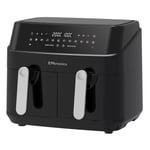 EMtronics EMDAF9LD Digital 9L Double Basket Large Air Fryer with Timer - Black