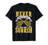 Old Man Squash Player Indoor Tennis Court Match Ball Sports T-Shirt