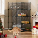 YITAHOME Grande Cage pour Chat à 4 Niveaux avec Hamac, 4 Portes, 3 Échelles, Enclos Extérieur pour Chat, Parc Amovible avec Denses en Fil Métallique Catio pour 1 à 3 Chats, Petit Animal, 104x72x140cm