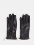 Whistles Zip Leather Gloves, Black