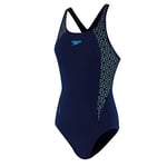 Speedo Boom Splice Muscleback Maillot de Bain Femme pour Natation, Couleur Marine/Bleu Piscine, Taille 34