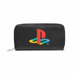 DIFUZED : PLAYSTATION CLASSIC LOGO WEBBING STRIPES ZIP AROUND PURSE / WALLET