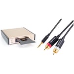 MADISON - MAD-CD10 - Lecteur CD et Tuner FM avec USB et télécommande - Rose Gold brossé & Amazon Basics Câble Adaptateur Audio auxiliaire 3,5 vers 2 RCA pour amplificateurs