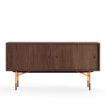 House of Finn Juhl - Sideboard Without Tray Unit, Walnut Veneer, Orange Steel - Sideboards - Finn Juhl - Tre farget - Metall/Tre