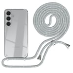 For Samsung Galaxy S24 phone case with lanyard chain Gray / White