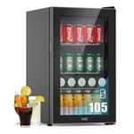 WIE Réfrigérateur Pour Boissons, Mini Frigo de Chambre 70L/105 Can Petit Frigo Silencieux, Mini Bar Intérieur, Pour Salle de Jeux, Fête, Noir