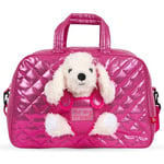 PERLETTI Sac à Dos Enfant 3 4 5 6 Ans avec Peluche Caniche Blanc - Sac roulettes ou Sport Rose avec Doudou Animal Chien pour École Maternelle - Sacoche Petit Fille Fillette (Sac de Sport)