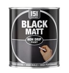 151 Wood Metal Brick Plastic Interior Exterior Non-Drip Matt Paint 300ml - Black