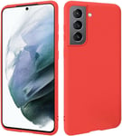 Hsp Coque Rouge Compatible Avec Samsung Galaxy S21 | Étui En Silicone Tpu De Qualité Supérieure | Pour Le Chargement À Induction | Résistant Aux Rayures Et Aux Chocs | Surface Mate | Mince