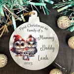 Personalised First Christmas bauble  Family of 3 Mummy Daddy Boy Girl 1st gift