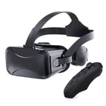 Headset 3D VR-glasögon Virtual Reality-glasögon PC-spel för 4,7-6,7 tum, Android/iPhone-smartphones, HD, blått ljus, (svart)