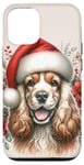 iPhone 12/12 Pro Christmas English Cocker Spaniel Dog Watercolor Artwork Case