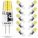 Ampoule led G4 3W,6000K Blanc Froid,Équivalent 35W G4 Ampoule Halogène,AC/DC 12V,300 Lumens,Non Dimmable,Lot de 10