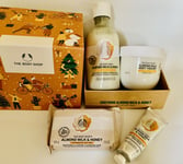 The Body Shop Soothing Almond Milk Honey Gift Box Yoghurt Shower Gel Cream New