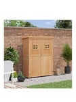 Outsunny Wooden Garden Shed With Windows, Double Door 27.5L X 50W X 164H Cm